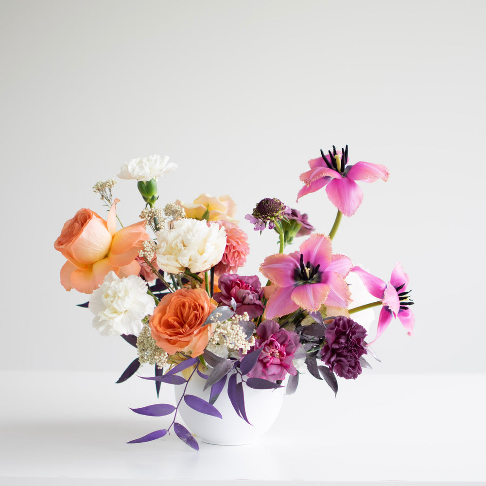 Standard ceramic arrangement with a rich jewel tones colour palette