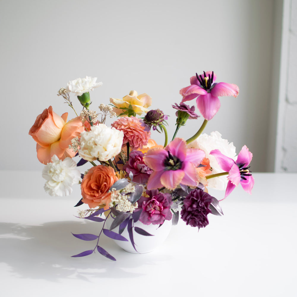 Standard ceramic arrangement with a rich jewel tones  colour palette