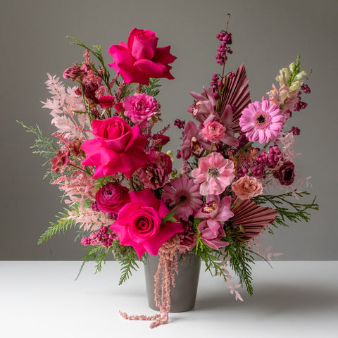 All tones of pink fresh flower arrangement