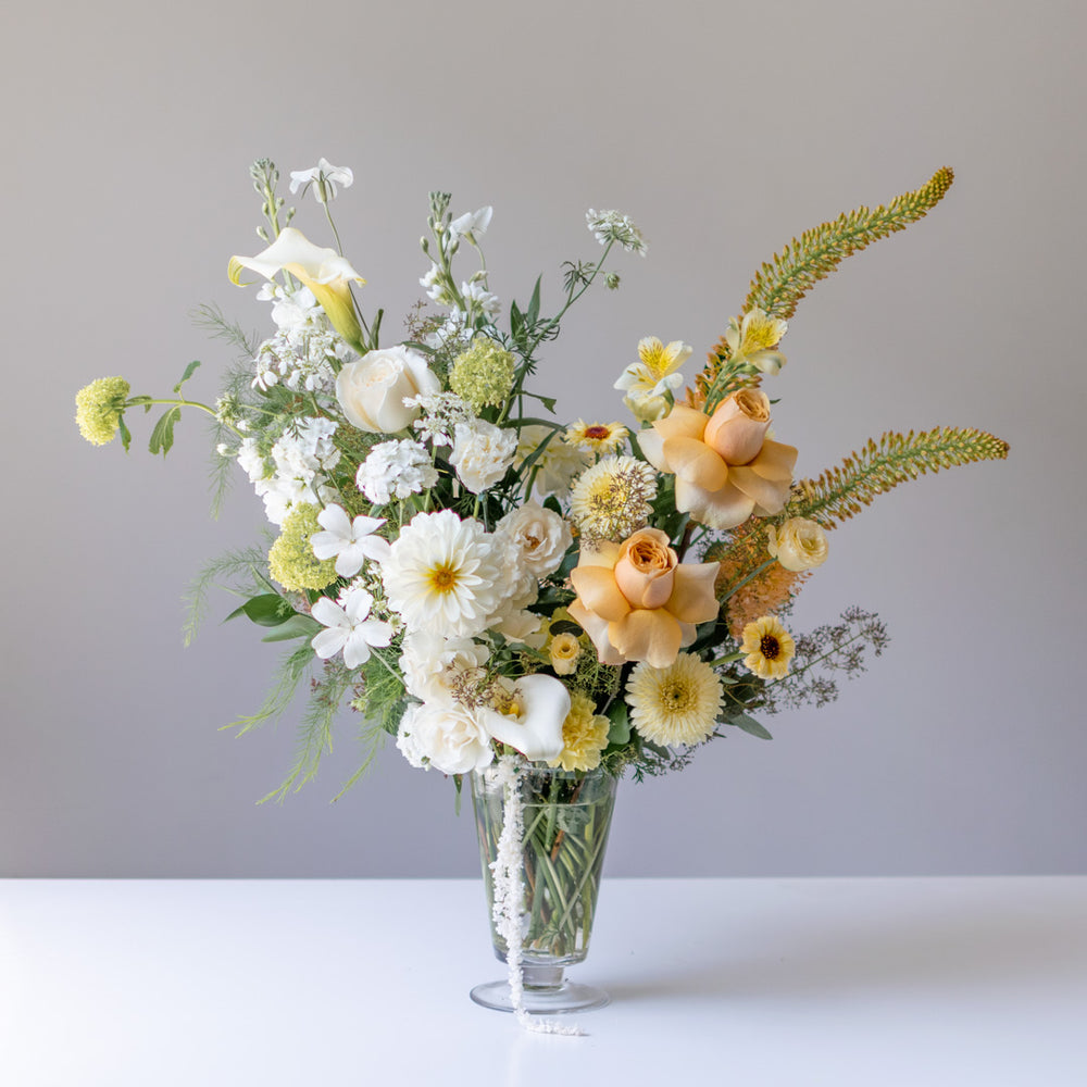 Large Footed Glass Vase Arrangement