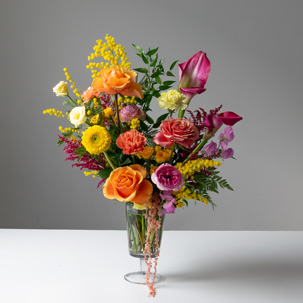 Standard Footed Glass Vase Arrangement