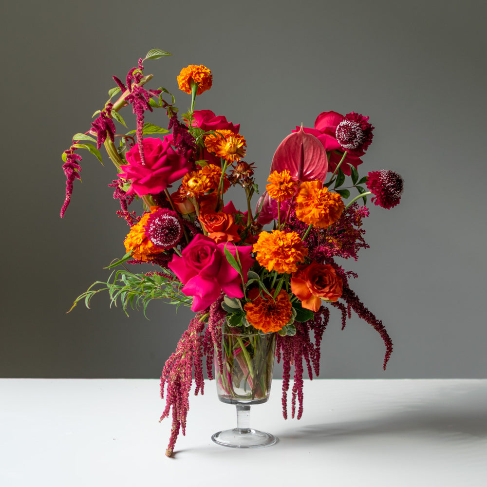Standard Footed Glass Vase Arrangement
