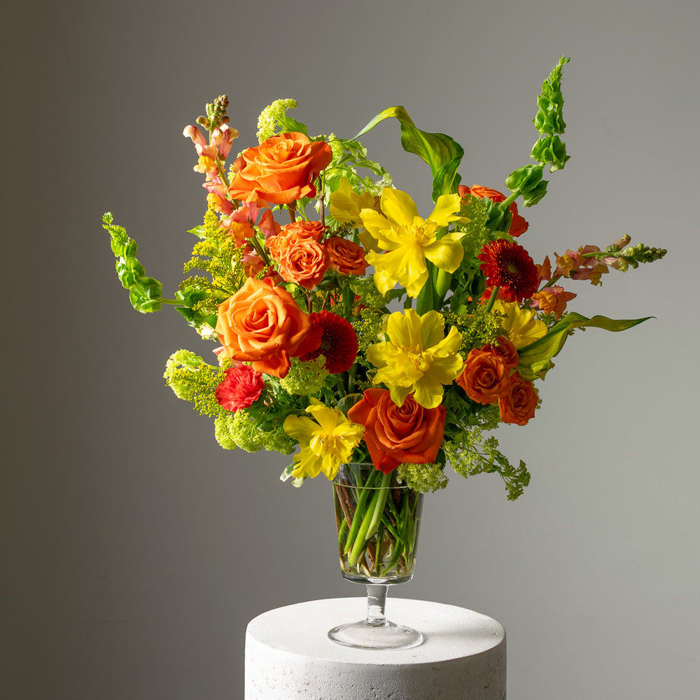 Standard Footed Glass Vase Arrangement