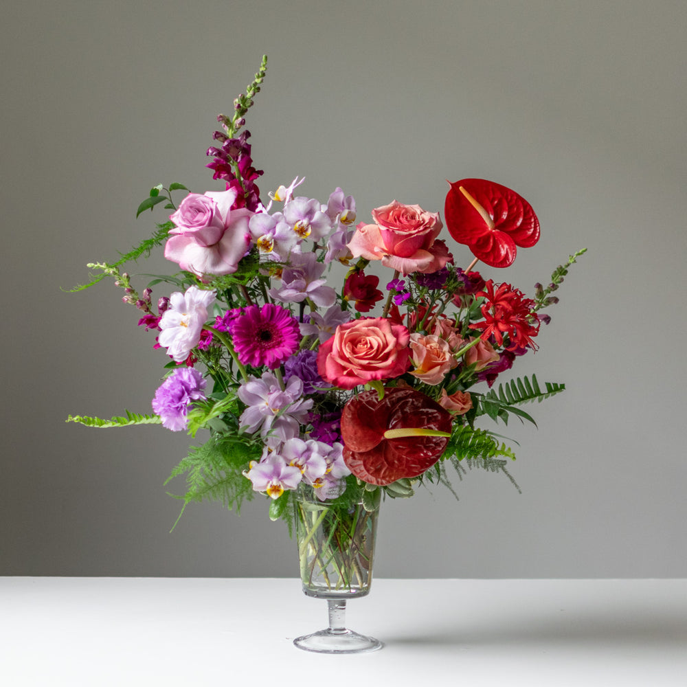 Standard Footed Glass Vase Arrangement