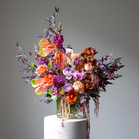 Luxe glass vase arrangement with premium fresh blooms