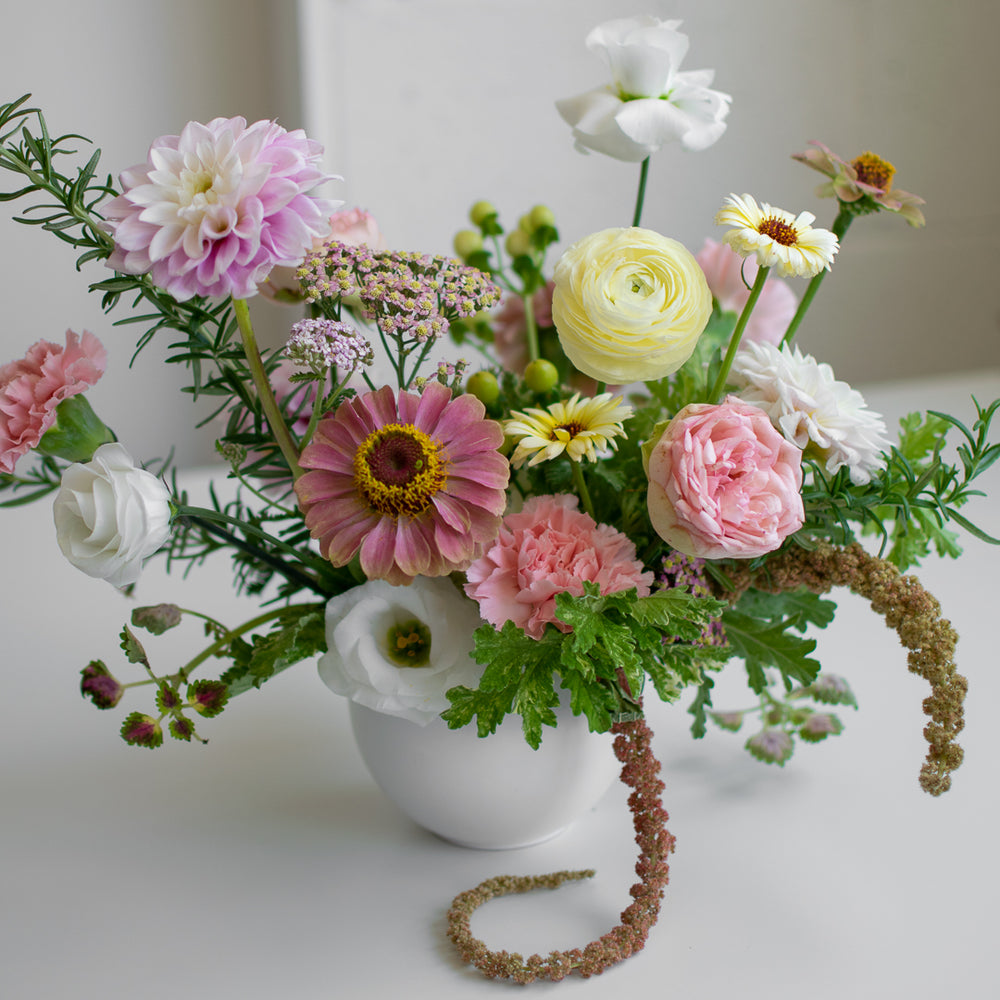 close up of flowers with soft pastels colour palette